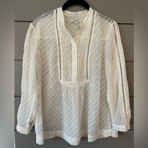 MADEWELL White Sheer Flowy Long-Sleeve Shirt Blouse Top Women's Size‎ S